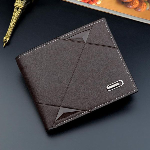 

casual wallet for men multi-card slot short fashion male youth thin three-fold soft horizontal coin purse wallets, Red;black