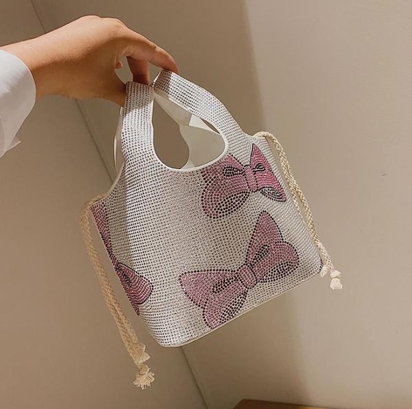 

french texture diamond dinner bag handbag bucket bags