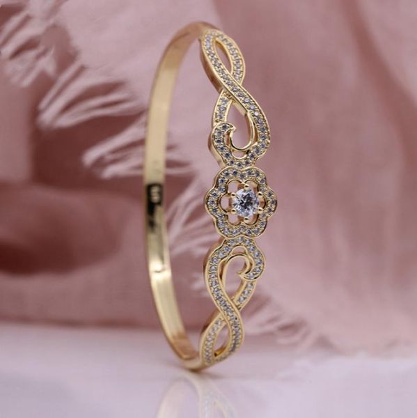 

bangle woman elegant fashion bracelet romantic bride wedding jewelry anniversary gift shiny rhinestone hollow rose gold, Black