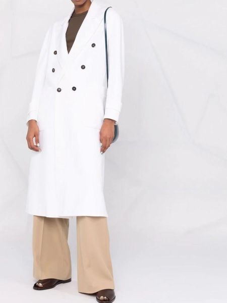 

women's wool & blends autumn winter overcoat 2021 fashion elegant notched collar brief double breasted special long split women straigh, Black