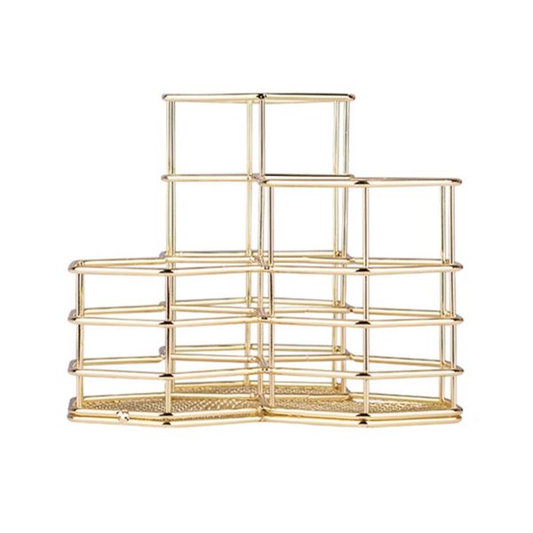 

hanging baskets rose gold iron wire brush pen holder makeup organizer basket pencil storage case