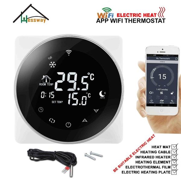 

smart home control hessway aluminum alloy eu 16a programmable wifi thermostat carbon fiber heating cable for double sensor