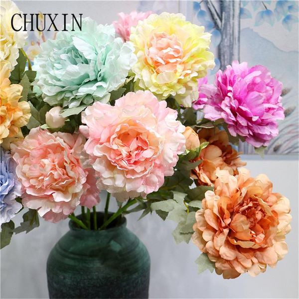 

decorative flowers & wreaths 75cm high-end artificial flower 3 head nordic peony home decor fake wedding bride holding bouquet valentine&#03
