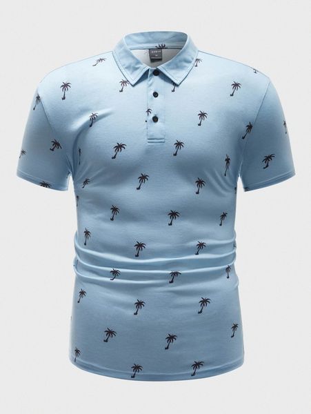 

men half button tropical print polo shirt v2fq#, White;black