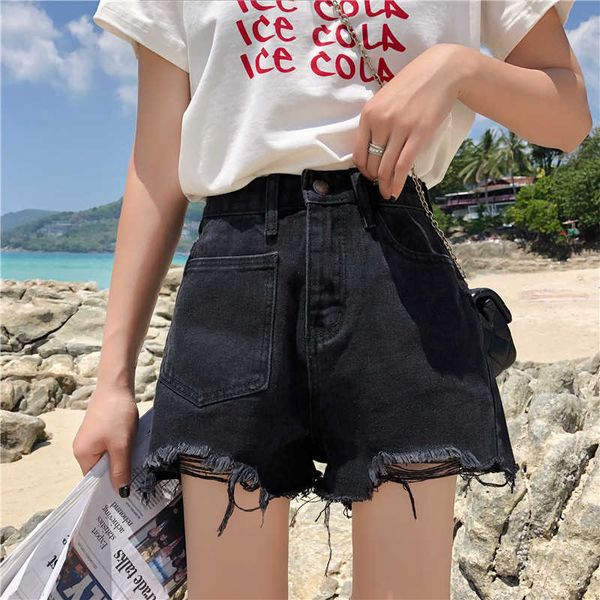 

womens shorts summer high waisted denim jean short femme push up skinny slim 210601, White;black