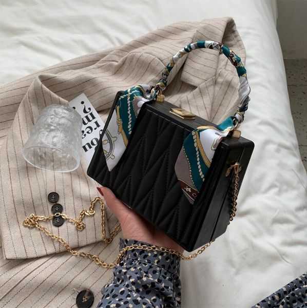 

factory wholesale women handbag small fresh striped chain bag sweet and lovely geometric fashion handbags ribbons womens hard box shoulder b, Black;red