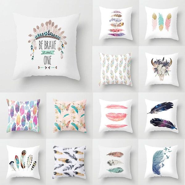 

pillow case 1pcs abstract bulls feather pattern polyester throw cushion cover car home decoration sofa bed decorative pillowcase