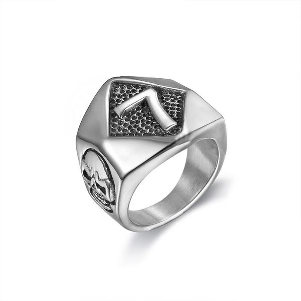 

cluster rings drop ship lucky number seven 316 stainless steel motorcycle biker no. 7 wedding band wholesale retro punk stylejewel, Golden;silver