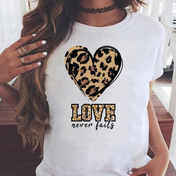

women's t-shirt women t-shirts love letter leopard beach lip graphic print female stylish fashion cartoon summer t shirt tee, White