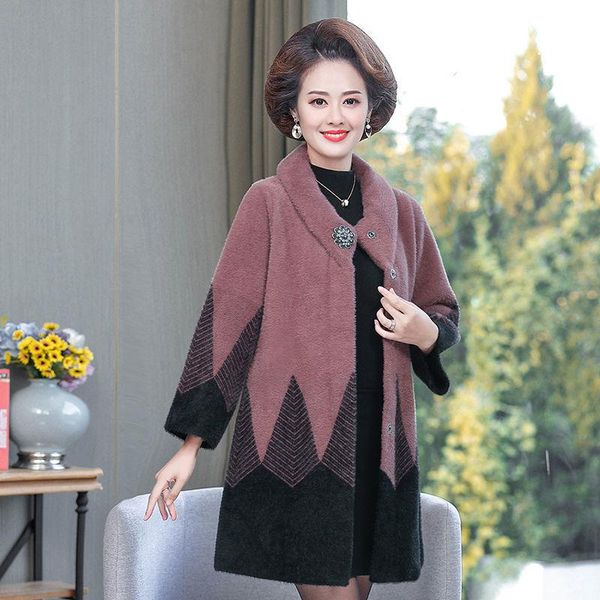 

women's knits & tees women 2021 autumn winter imitation mink velvet thick coat female sweater cardigan jackets ladies loose warm overco, White