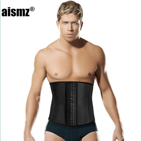 

men's body shapers aismz modeling strap latex waist trainer vest cincher firm tummy slimming men corset belly shaper, Black;brown