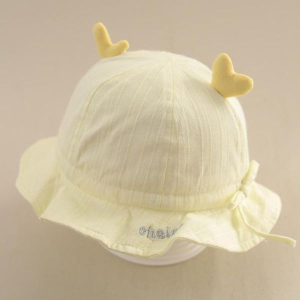 

caps & hats toddlers beach hat wide brim cotton windproof babies nursery beanies bucket for picnic, Yellow