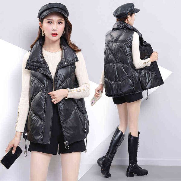 

2021 down vest for women wear sleeveless et, et and white duck, Black;white
