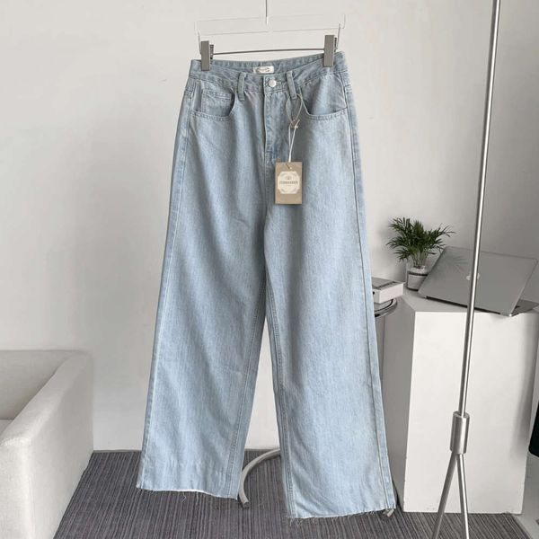 

sea light blue crimped women's autumn loose wide leg pants thin