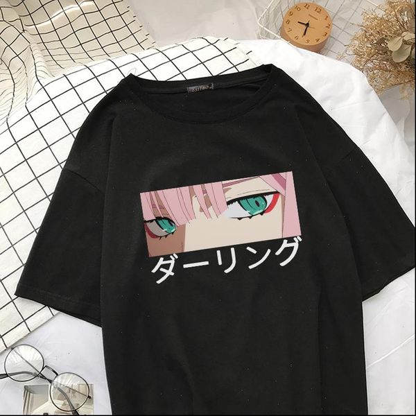 

darling in women t shirts the franxx anime loose summer zero two beautiful girls print casual vintage chic female, White