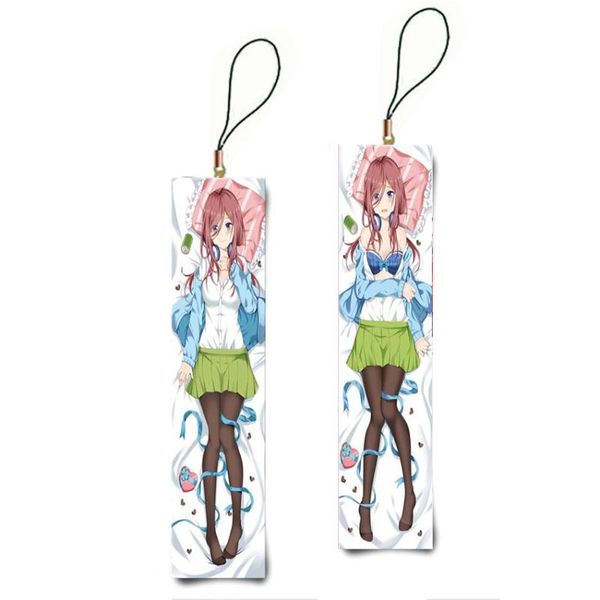 

keychains cute japanese anime keychain 5-toubun no hanayome mini dakimakura pillow pendants custom key chain phone strap, Silver