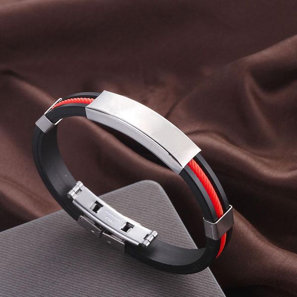 

fashion men women bangle bracelets cool stainless steel rubber wristband clasp nov99 charm, Golden;silver