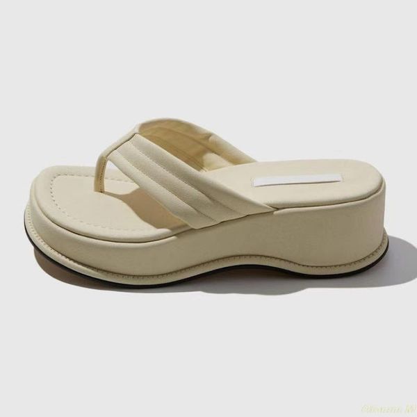 

slippers chunky heel summer beach platform women flip flops slides faux sueded open toe soft sole designer sandals y2k shoes, Black