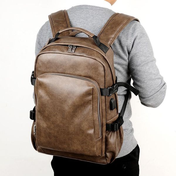 

backpack men's multifunctional usb computer fashion retro college student