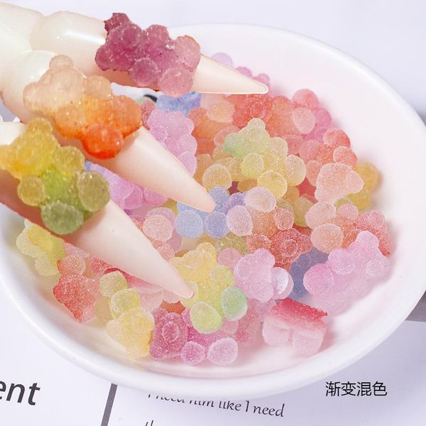 

nail art decorations sugar bear charms 20pcs gummy 3d 12x17mm larger bears cabochons teddy charm, Silver;gold