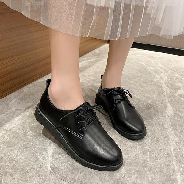 

dress shoes lolita design women platform pumps midi heels round toe mary janes jk uniform college style pu leather loafers chunky sole, Black