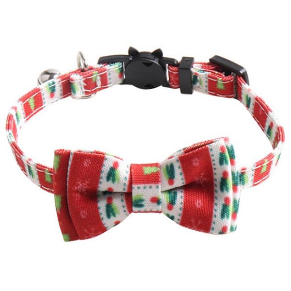 

dog collars & leashes christmas cat collar cute adjustable pet printing bowknot with bells gift for dogs and cats accessories
