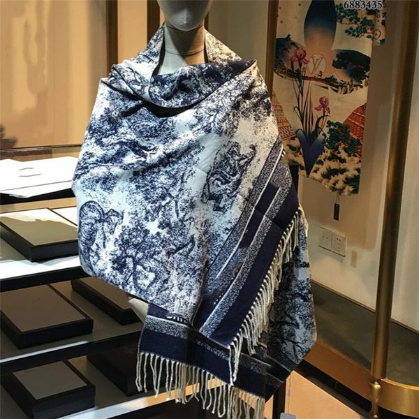 

2022 new classic design cd animal print cashmere scarf men and women winter large letter pattern 70x180cm, Blue;gray