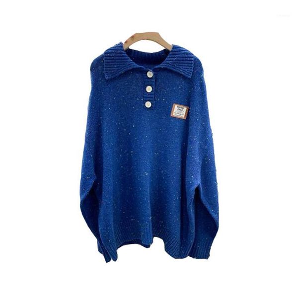 

autumn / winter 2021, women's retro solid color knitted sweater, large size, lapel long sleeve thickened fashion sweaters, White;black