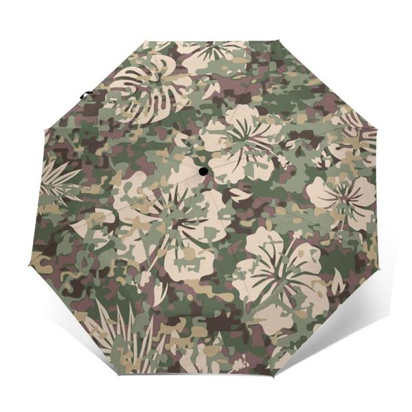 

umbrellas sunny umbrella aloha hawaiian camouflage automatic folding portable men women sunscreen rain windproof beach parasol