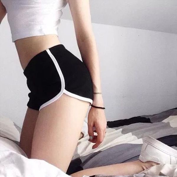 

summer street casual pants womens shorts all match loose solid soft cotton female stretch fitness, White;black
