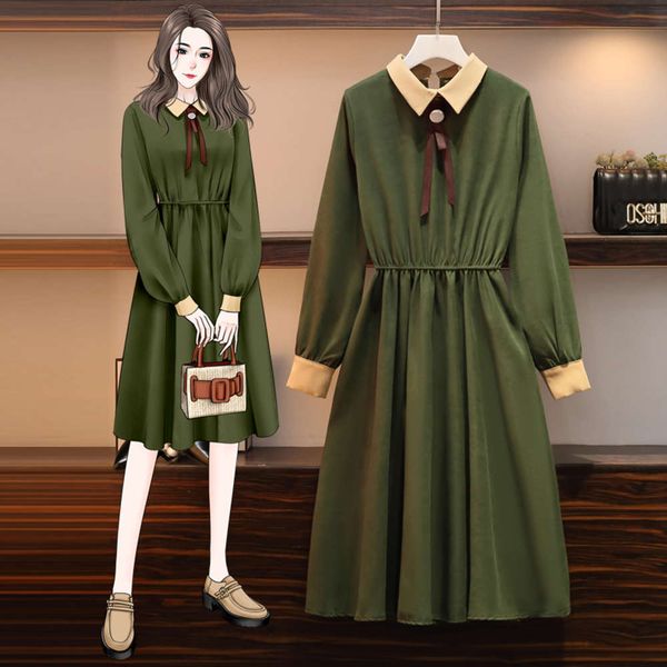 

casual dresses dress large women's in autumn pfif, Black;gray