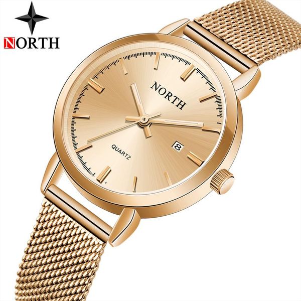 

ladies dress mesh bracelet watches with stainless steel north simple fashion quartz wristwatch women clock female wristwatches, Slivery;brown