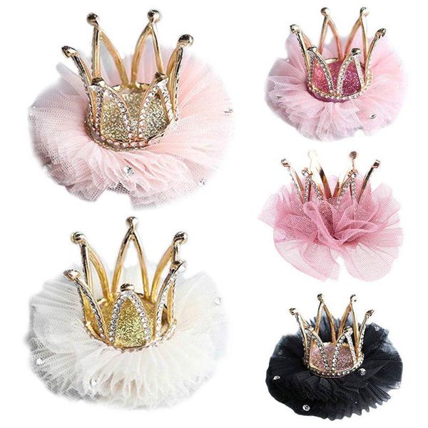 

hair accessories children kidds girl princess rhinestone crystal lace crown hairpin clip style gift decoration accessory, Slivery;white