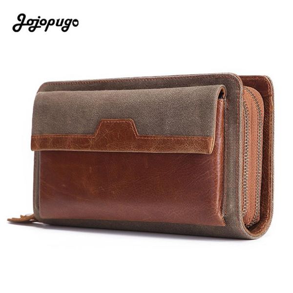 

jojopugo vintage business long men's purses & wallet genuine cowhide leather men card wallets, Red;black
