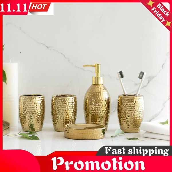 

bathroom set golden relief ceramic shower gel bottle hand washing fluid soap dishes mouthwash cup toothpaste holder bath accessory