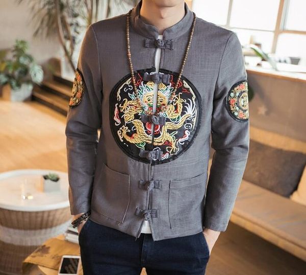 

men's jackets m-5xl / spring male fashion leisure embroidery chinese wind jacket dish coat, Black;brown
