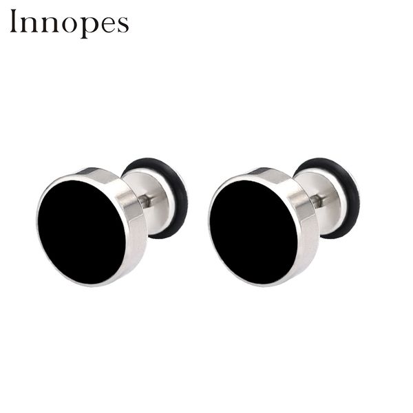 

fashion round cake stud earrings for women for man black earrings titanium steel kpop accessories jewelery set, Golden