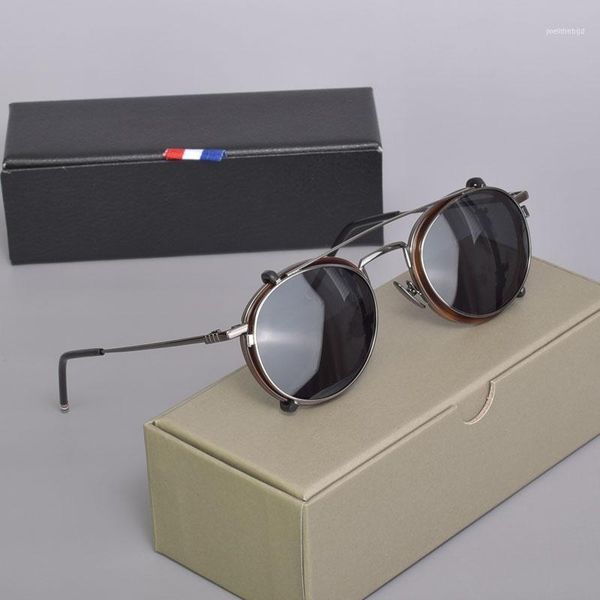 

fashion sunglasses frames brand thom eyeglasses tb710 anti blue reading myopia prescription polarized clip glasses men women with box11, Black