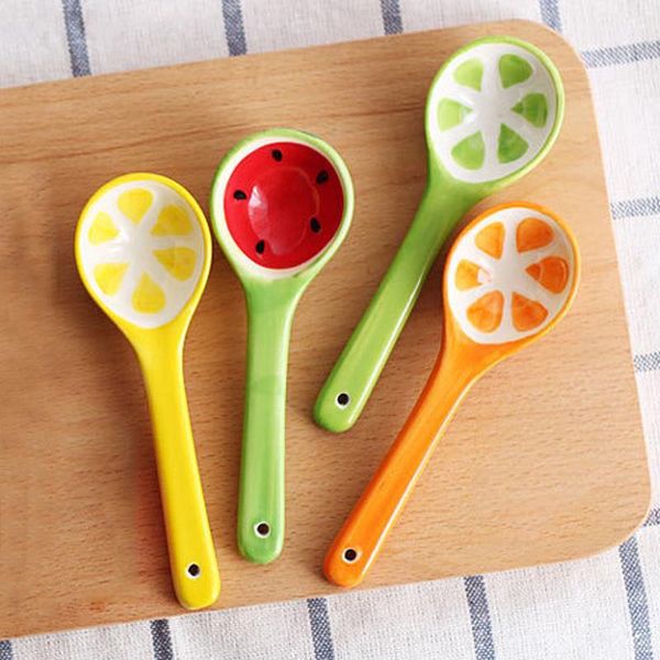 

spoons cute cartoon ceramic spoon fruit animal shaped design small baby utensil coffee tea dessert kitchen tableware