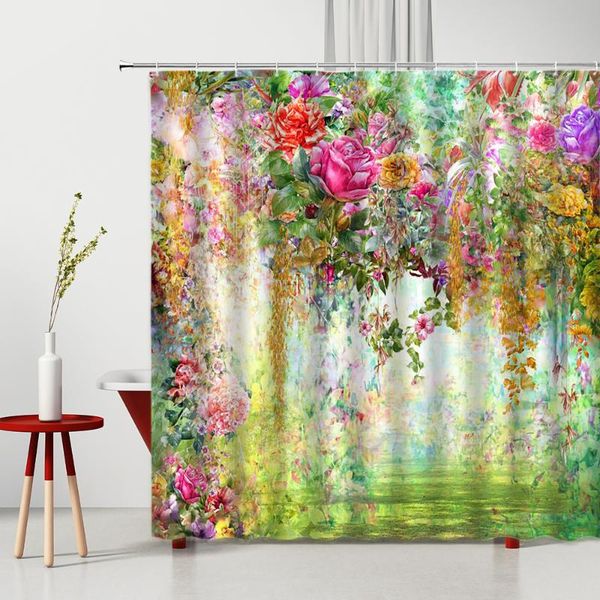 

shower curtains abstract floral curtain watercolor colorful flowers bathroom decor bathtub screen home supplies washable bath