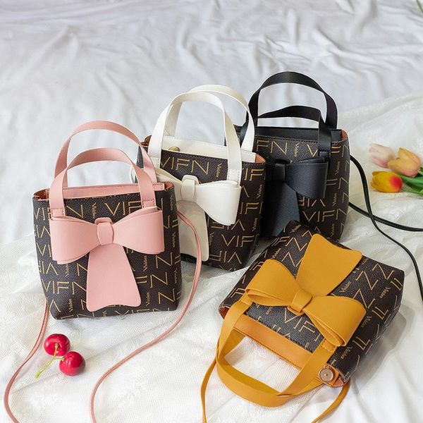 

women bag 2021 fashion shoulder messenger lady crossbody bags bow bucket letter handbag girl phone coin purse cross body