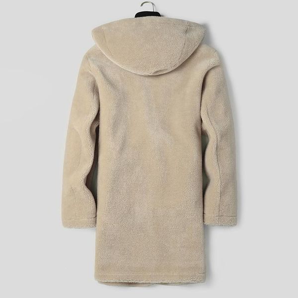 

men's leather & faux wool coat men winter real sheep shearling fur long coats double-side wear suede jacket veste l12-8201 my1632, Black