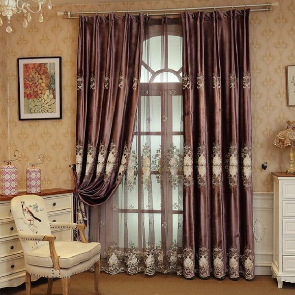 

european style fashion simple embroidered window screen modern bedroom living room hollow blackout curtains curtain & drapes