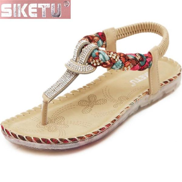 

shoes woman flat sandals pu nationality bohemia rhinestone summer women drive office, Black