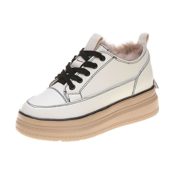 

New Women Boots 2021 Winter Snow Boots Female Boots Warm Side Lace Up Flat with Women Shoes High-heel High Quality, Black