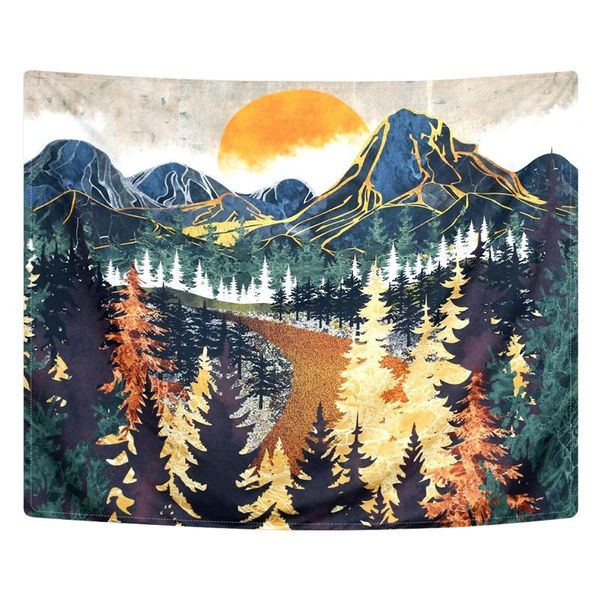 

tapestries art nature landscape bedroom wall tapestry forest trees mountain sunset dorm living room backdrop soft office home decor hanging