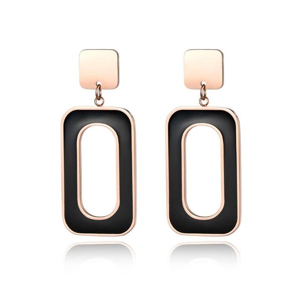 

stud rose gold color stainless steel jewelry black/white glaze earrings exaggerated style party brincos je18460, Golden;silver