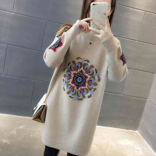 

spring autumn winter women knitted pullovers sweater female plus size embroidery long sweater dress jumper 3xl, White;black