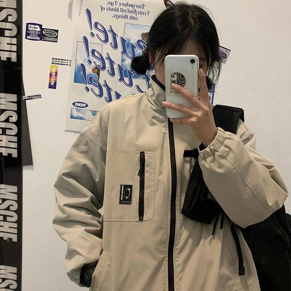 

women's jackets tooling coat spring and autumn 2021 loose korean harajuku jacket windbreaker, Black;brown