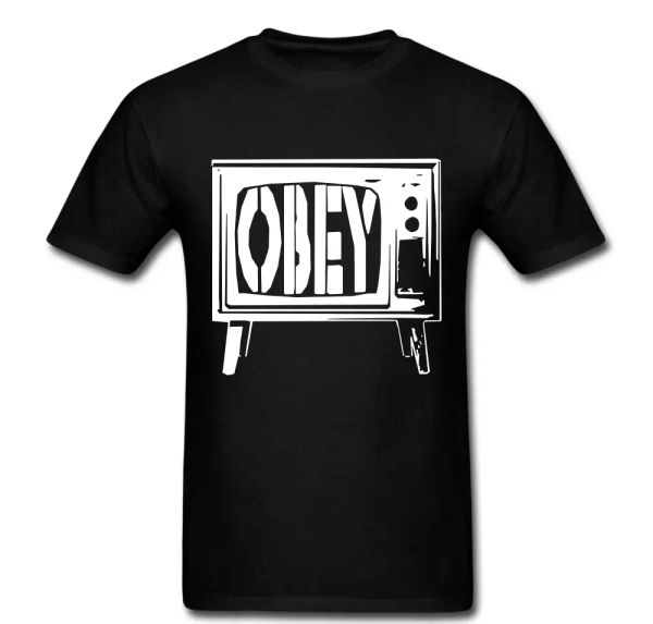 

television obey government revolution t shirt tee protest, White;black